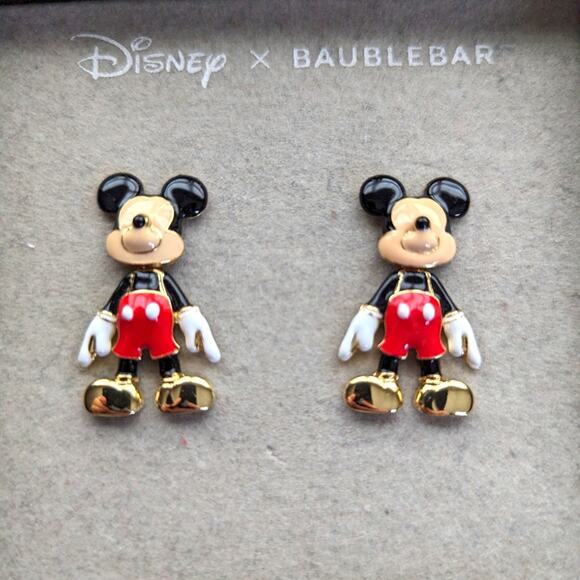 Disney xBaubleBar Mickey Mouse Articulated Dangle Drop Pierced Stud Earrings NWT - Picture 1 of 4